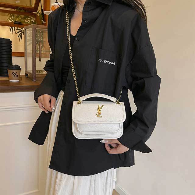 Metal Logo Leather Fashion Crossbody Bag