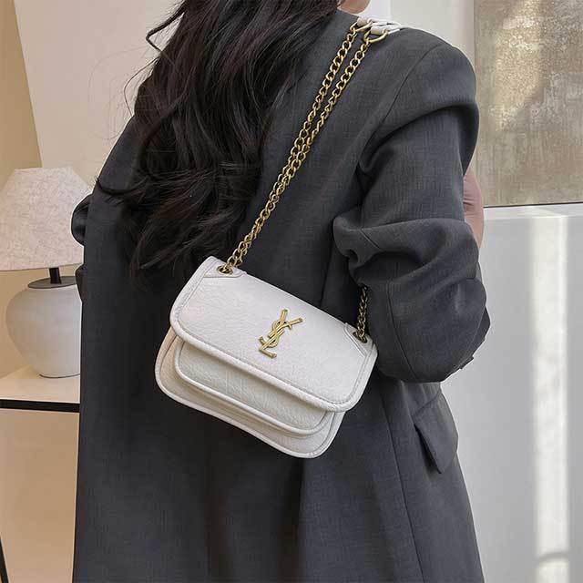Metal Logo Leather Fashion Crossbody Bag