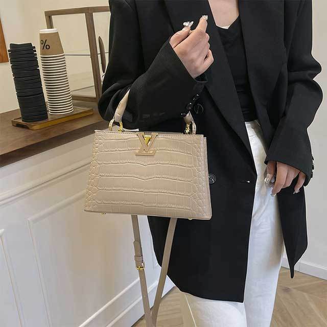 Snakeskin Leather Crossbody Handbag