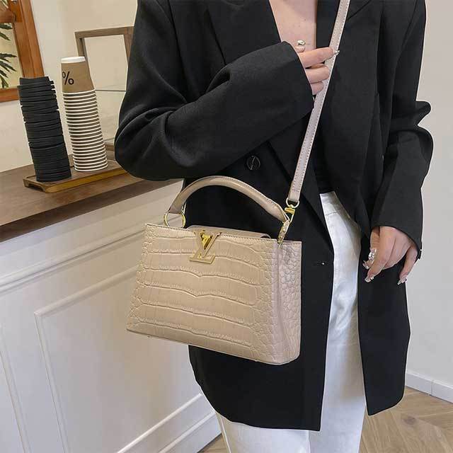 Snakeskin Leather Crossbody Handbag