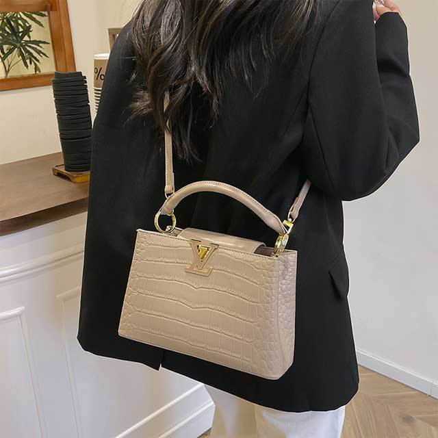 Snakeskin Leather Crossbody Handbag
