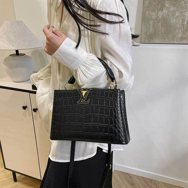Snakeskin Leather Crossbody Handbag