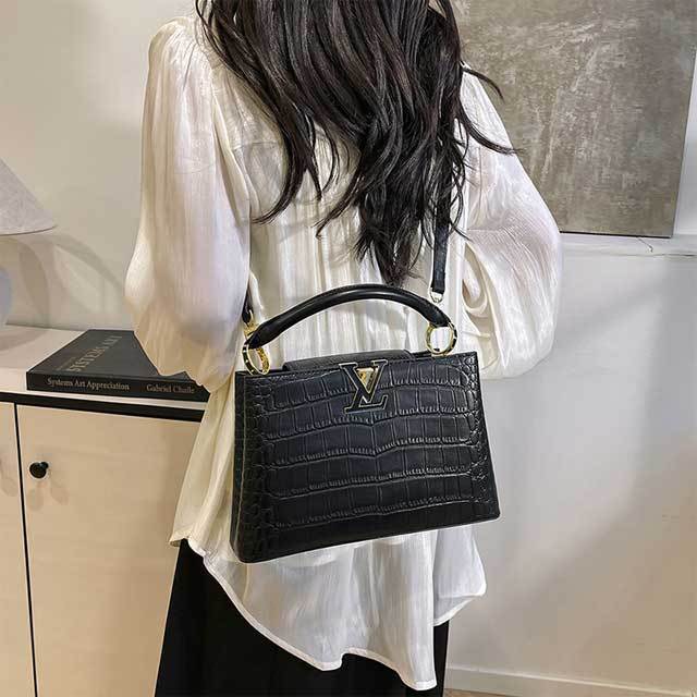 Snakeskin Leather Crossbody Handbag