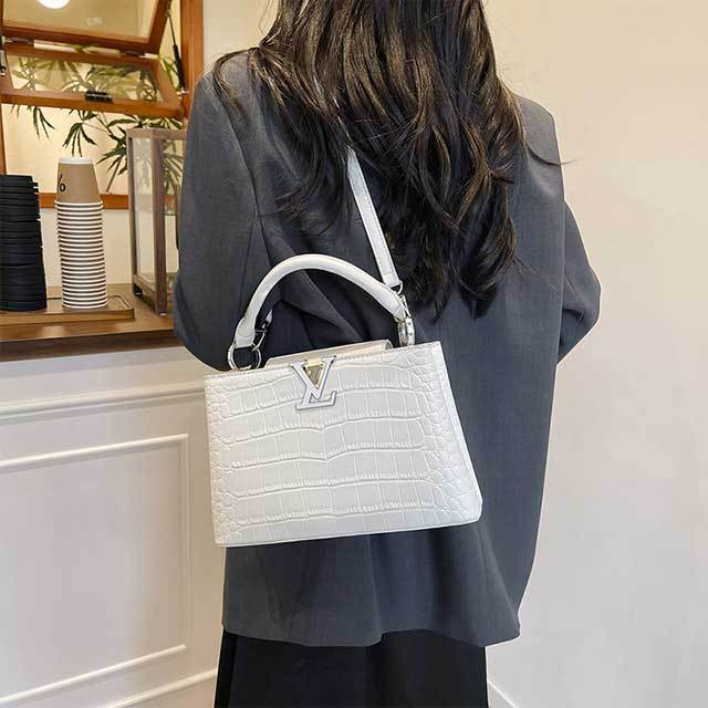 Snakeskin Leather Crossbody Handbag