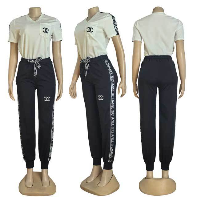 Embroidery Short Sleeve Casual Jogging Suit