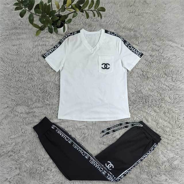 Embroidery Short Sleeve Casual Jogging Suit