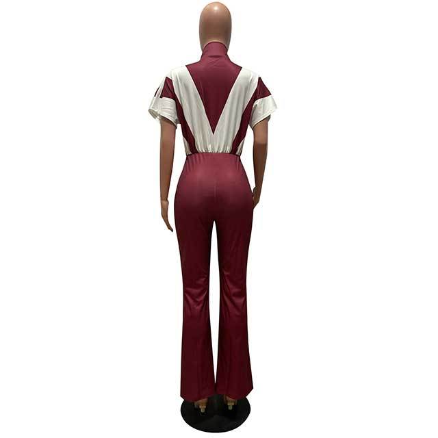 Color Block Printed Zipped Up Jumpsuit
