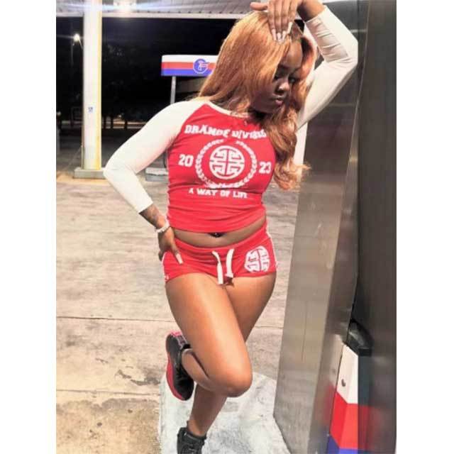Contrast Color Printed Jogging Short Set