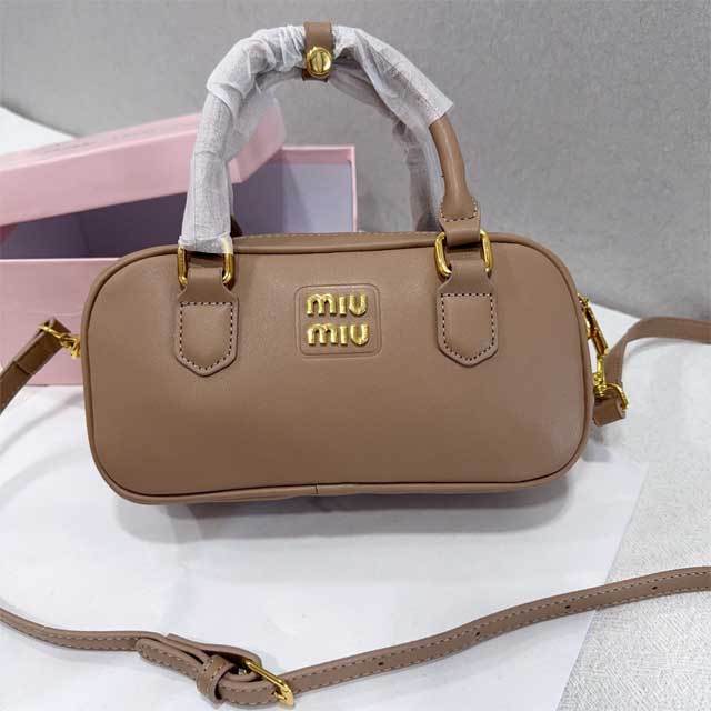 Metal Logo Leather Crossbody Handbag