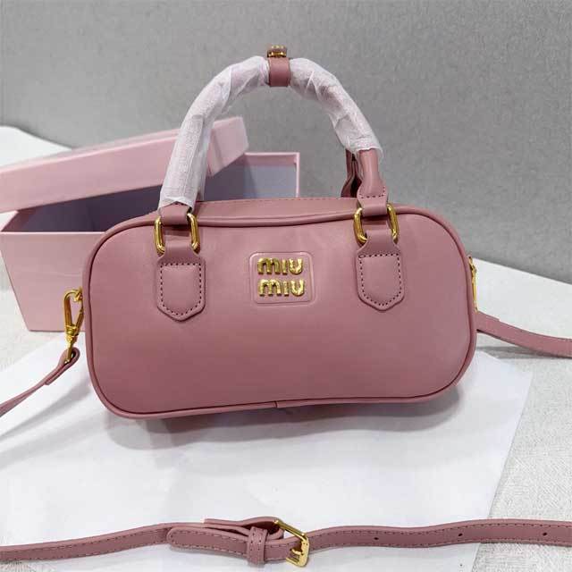Metal Logo Leather Crossbody Handbag
