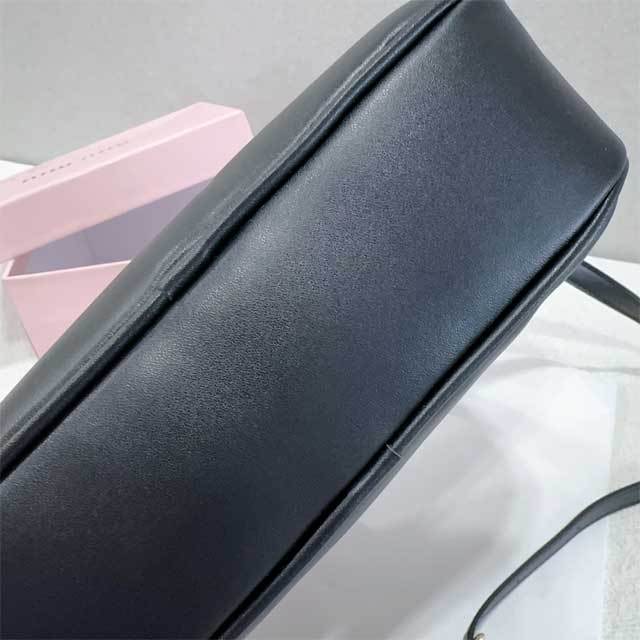 Metal Logo Leather Crossbody Handbag