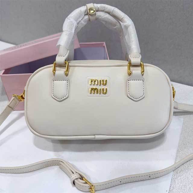 Metal Logo Leather Crossbody Handbag