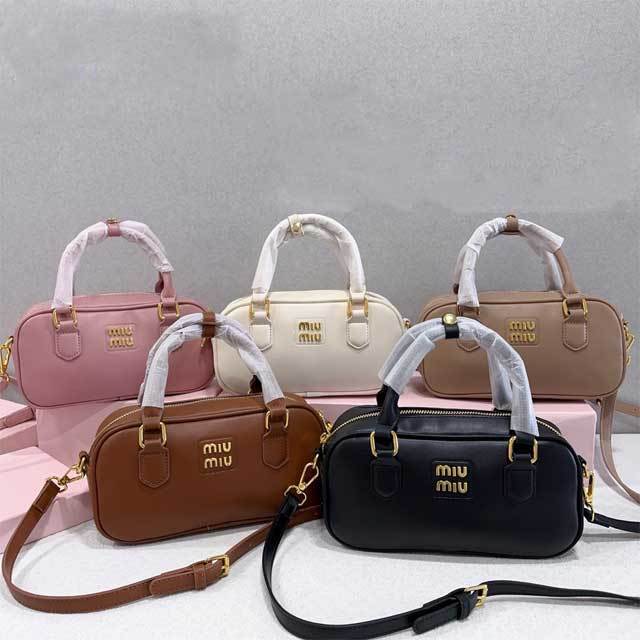 Metal Logo Leather Crossbody Handbag