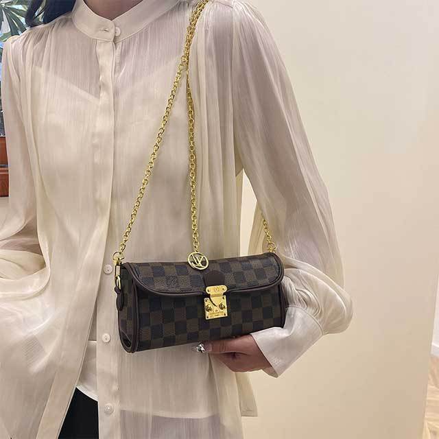 Chained Leather Printed Shoulder Bag