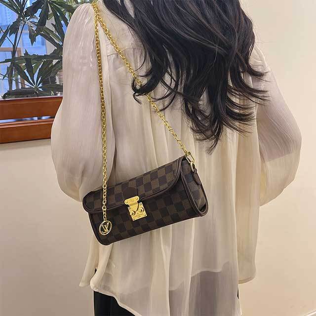 Chained Leather Printed Shoulder Bag