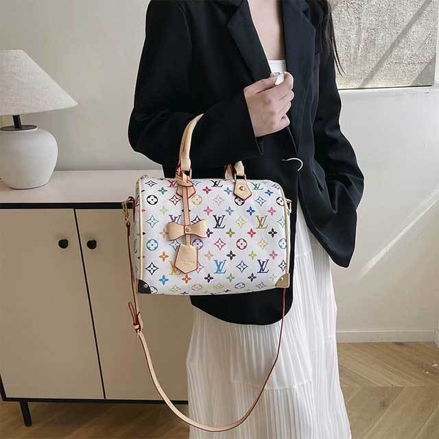 Leather Printed Women Crossbody Boston Bag