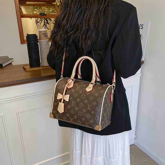 Leather Printed Women Crossbody Boston Bag