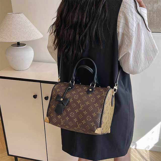 Leather Printed Women Crossbody Boston Bag