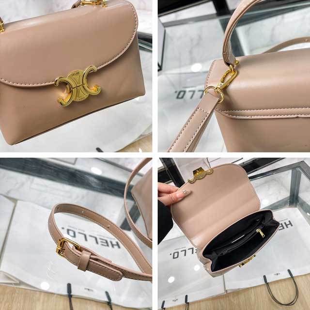 Metal Logo Leather Crossbody Handbag