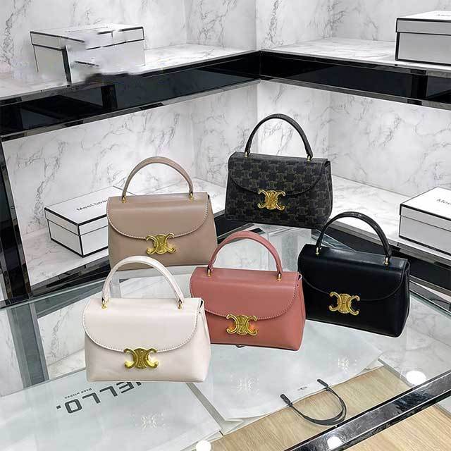 Metal Logo Leather Crossbody Handbag