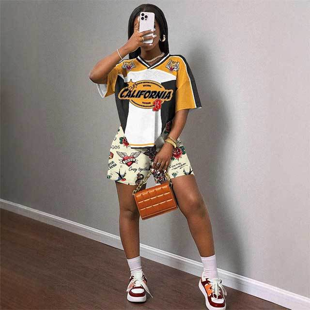 Letters Printed Casual Style Sportswear Short Set