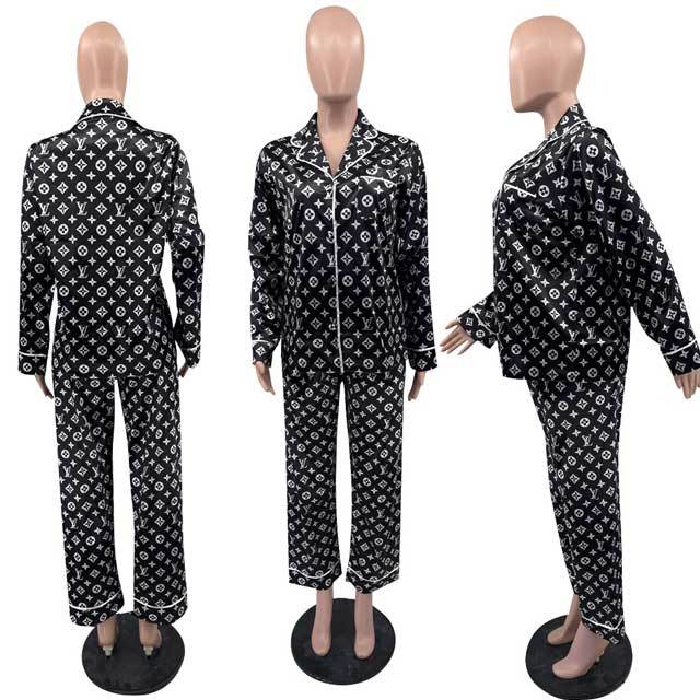 Printed Casual Long Sleeve Pajamas Set