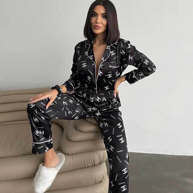 Printed Casual Long Sleeve Pajamas Set
