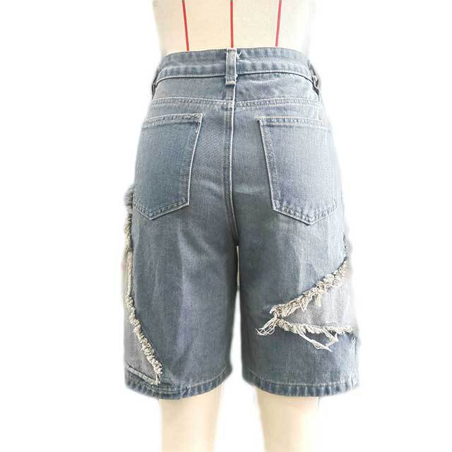 Star Tassel Raw Edge Denim Shorts