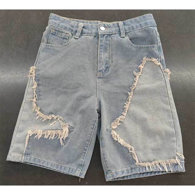 Star Tassel Raw Edge Denim Shorts