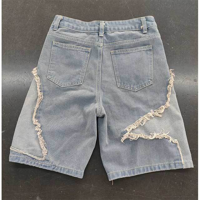 Star Tassel Raw Edge Denim Shorts