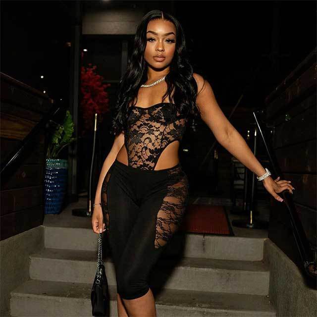 Spliced Lace Cropped Leggings