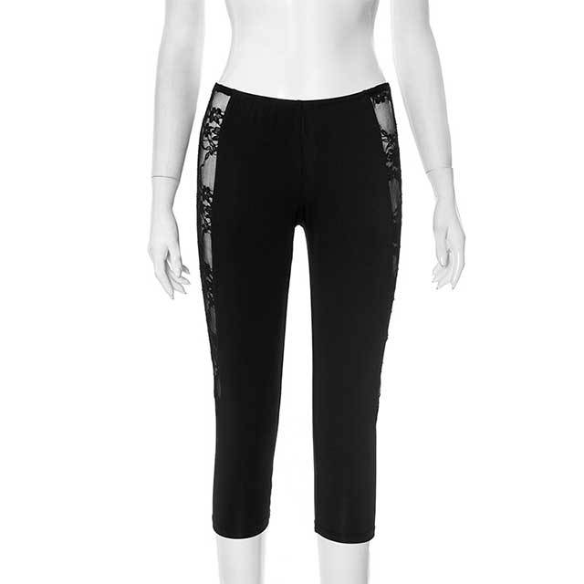 Spliced Lace Cropped Leggings