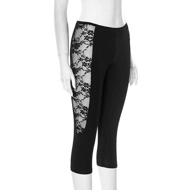 Spliced Lace Cropped Leggings