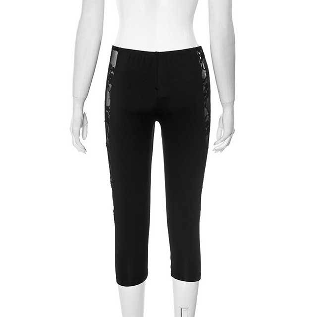 Spliced Lace Cropped Leggings