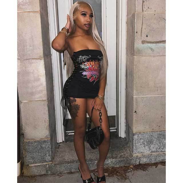 Off Shoulder Tube Laced Up Mini Dress