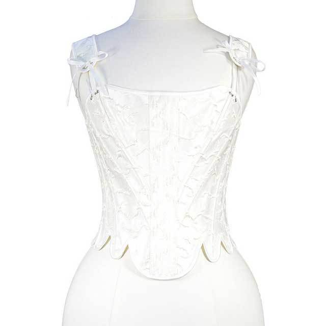 Embossed Jacquard Lace-Up Corset