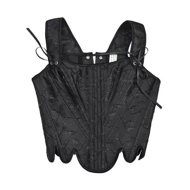Embossed Jacquard Lace-Up Corset