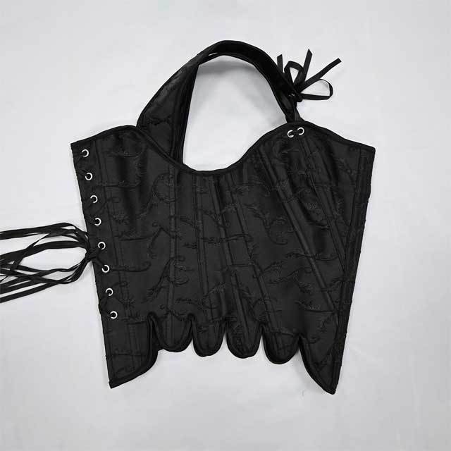 Embossed Jacquard Lace-Up Corset