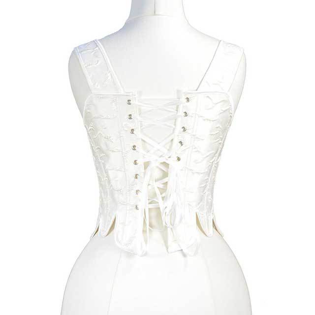 Embossed Jacquard Lace-Up Corset