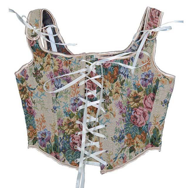 French Retro Lace-Up Corset Tops