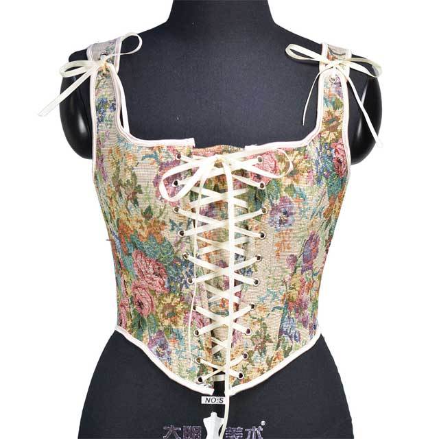 French Retro Lace-Up Corset Tops