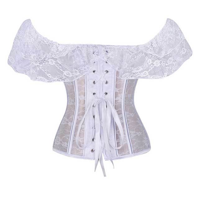 Lace Short Sleeves Breathable Corset Waist Bustier Top