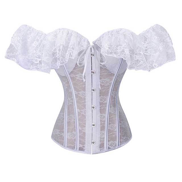 Lace Short Sleeves Breathable Corset Waist Bustier Top