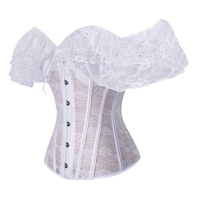 Lace Short Sleeves Breathable Corset Waist Bustier Top