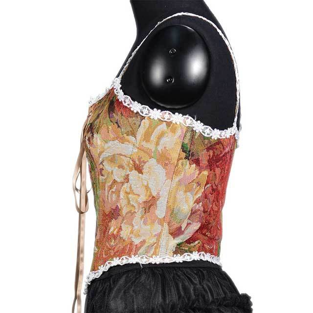 Painting Lace-Up Retro Corset Tops