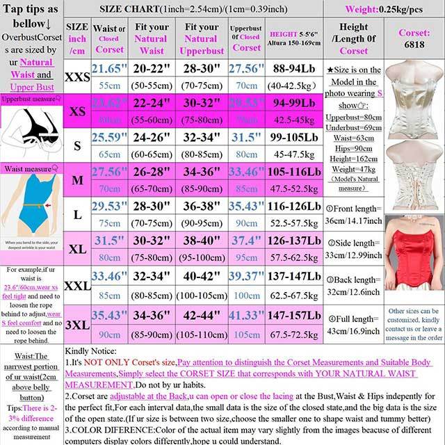 Satin Lace up Overbust Corsets Bustiers