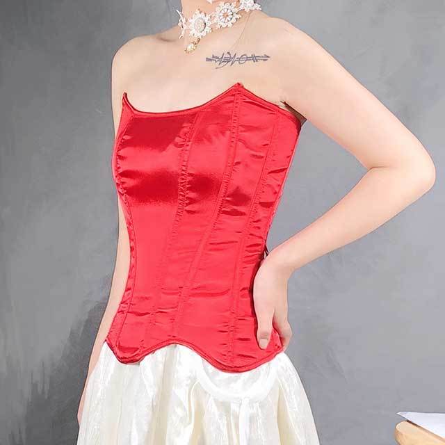 Satin Lace up Overbust Corsets Bustiers