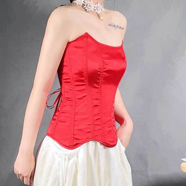 Satin Lace up Overbust Corsets Bustiers