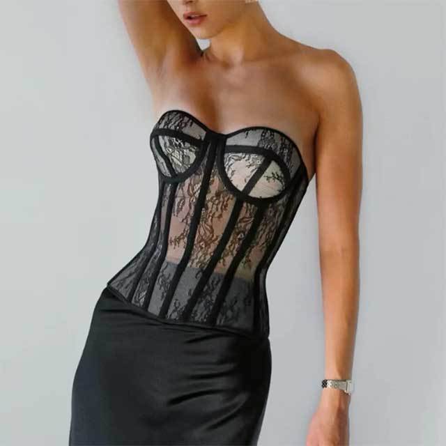 See Through Lace Bustier Corset
