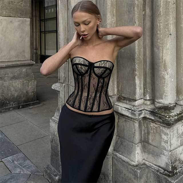 See Through Lace Bustier Corset